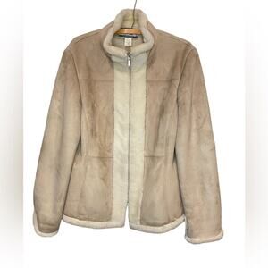 NINE & COMPANY Vintage 90s Faux Suede & Fur Coat Womens Size 14 EUC